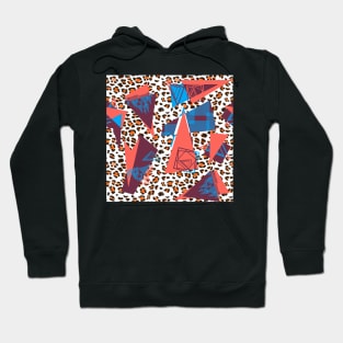 Leopard skin texture, squares and triangles Hoodie